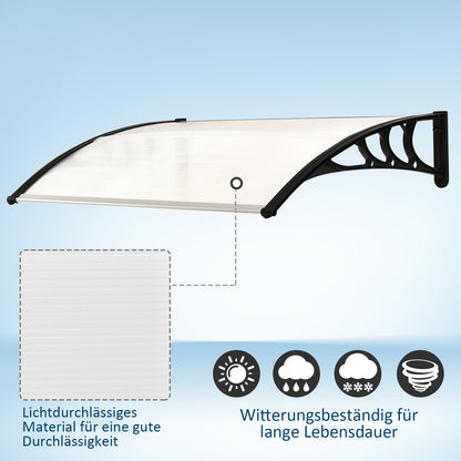 Voordeuroverkapping – Dakoverkapping – Deurkap – Overstek – Entreebescherming – Wit Frame – Polycarbonaat Dak – 75 x 100 cm – Schuin Ontwerp