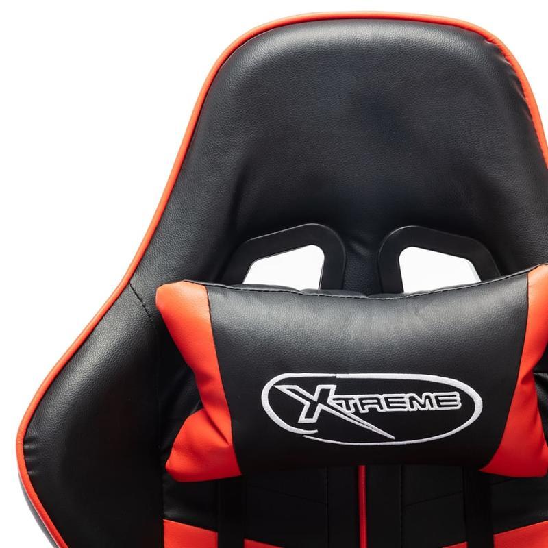 Gaming Chair with Footrest in Black And Red Faux Leather