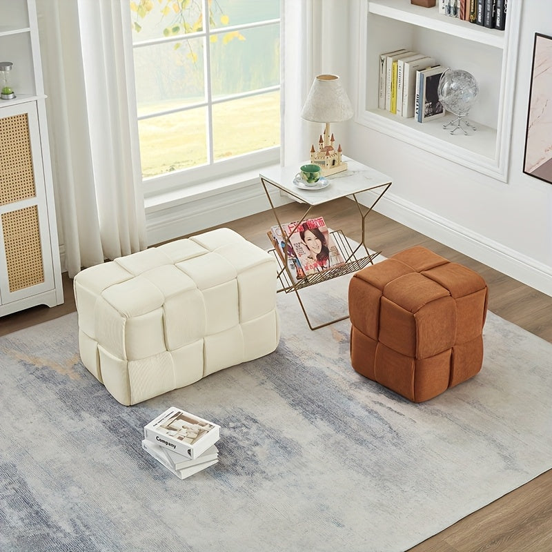 Krukje – Stoel – Hocker – Voetenbankje – Bijzetkruk – Corduroy Stof – Compact Formaat 40x40x40 cm – One-Piece Zonder Montage