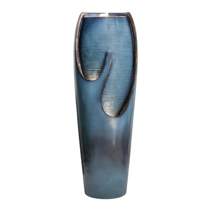 98cm Modern Elegant Glass Fountain with Soothing Water Flow - Blue-Green Indoor/Outdoor Water Feature for Home Garden, Patio, Office - Self-Contained Design, No Batteries/Electrical Connection, Durable & Low-Maintenance Decor