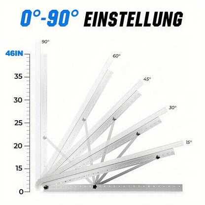 Verstelbare Solarpaneel Beugel – Solar Paneel Steun – Zonnepaneel Montagesysteem – PV Frame Houder – Zonnepaneel Bevestiging – Verstelbare Kantelhoek 0-90° – Duurzaam Staal 114-118 cm
