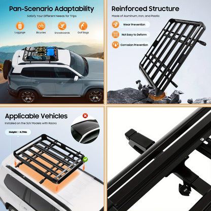 Dakkofferdrager – Dakdrager – Dakraildrager – Autodakdrager – Bagagedrager – Verstelbaar 100-135 cm – Maximaal 150 kg Draagvermogen – Aluminium & IJzer