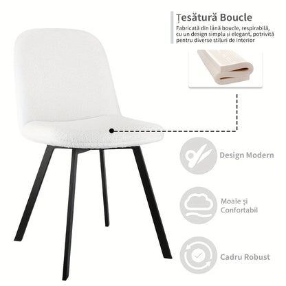 Dining Chairs, Set of 2, Soft Upholstery for Year-Round Comfort, Sturdy Metal Construction, 44*41*84Cm