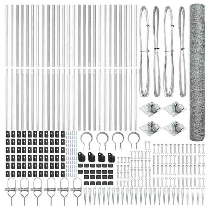 3D Tuinafscheiding – Tuinhek – Schutting – Tuinborder – Erfafscheiding – Zilveren PVC-Gecoat Staal – 1,4 x 50 Meter – Winterhard & Weerbestendig