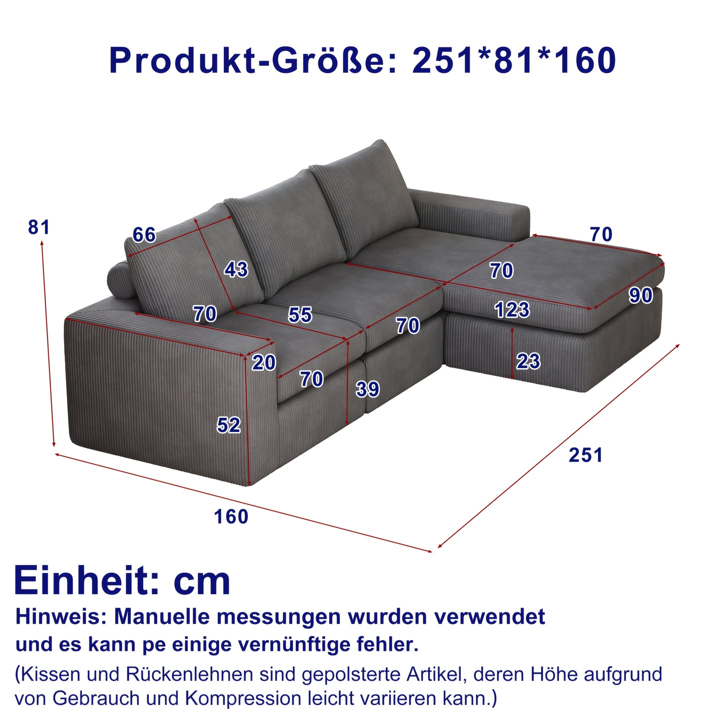 Loungebank – Hoekbank – Zitzakbank – Bankstel – Modulair Sofa – Diep Grijs – Verstelbare Rugleuning – Duurzaam Bamboe Frame
