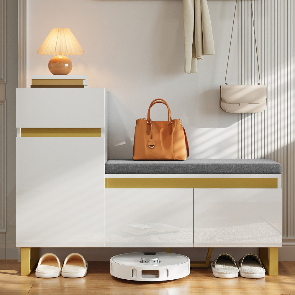 Large-capacity Entryway Shoe Cabinet | Multi-tier Storage Cabinet, Modern Minimalist Design, Home Storage with Drawers and Doors, Metal Material