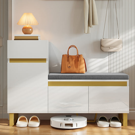 Large-capacity Entryway Shoe Cabinet | Multi-tier Storage Cabinet, Modern Minimalist Design, Home Storage with Drawers and Doors, Metal Material