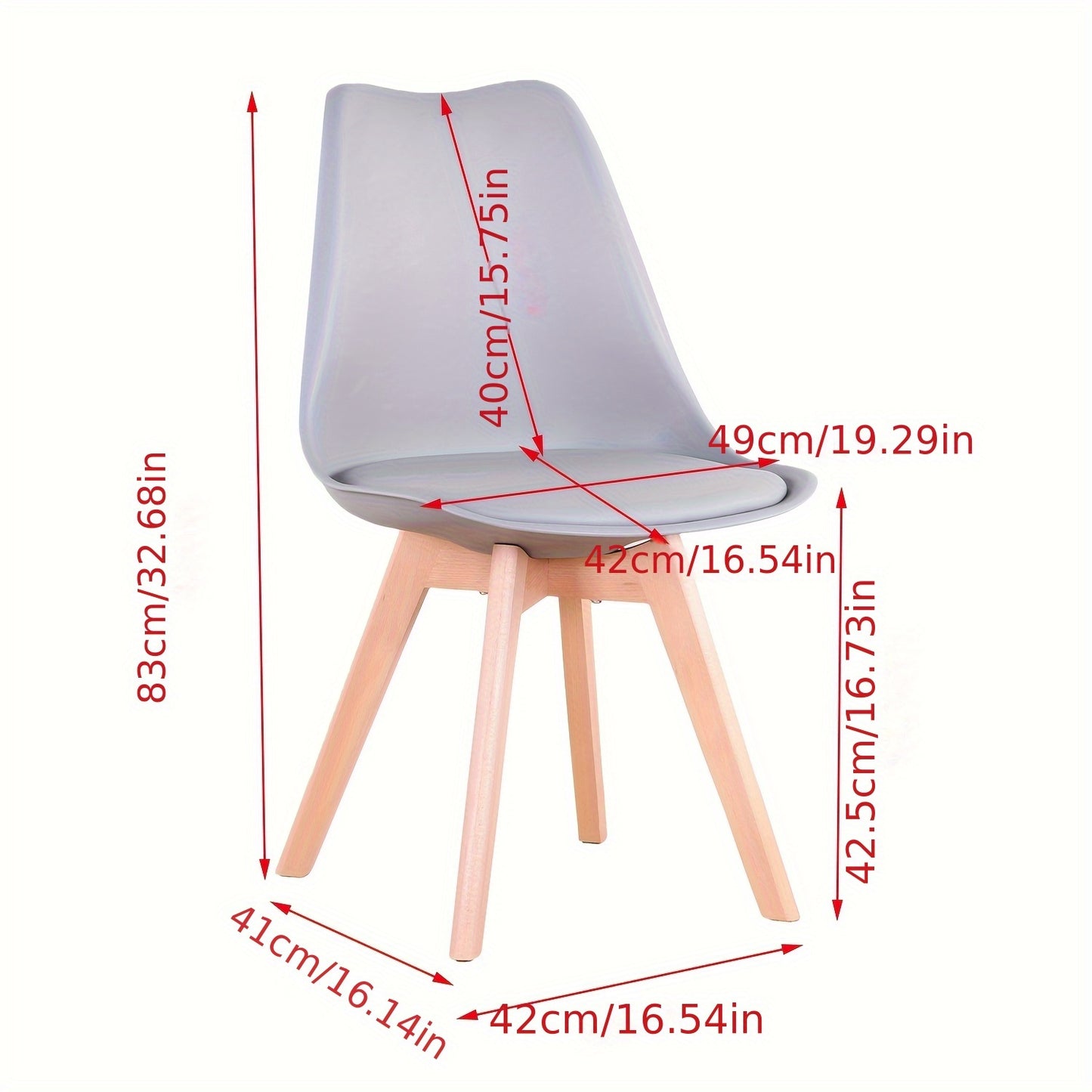 Eetkamerstoel – Kuipstoel – Keukenstoel – Stoelset – Woonkamerstoel – Ergonomisch Design – Beukenhouten Poten – Grijs Kunststof Zitvlak – Set Van 6 – Onderhoudsvriendelijk – Geen Montage Nodig