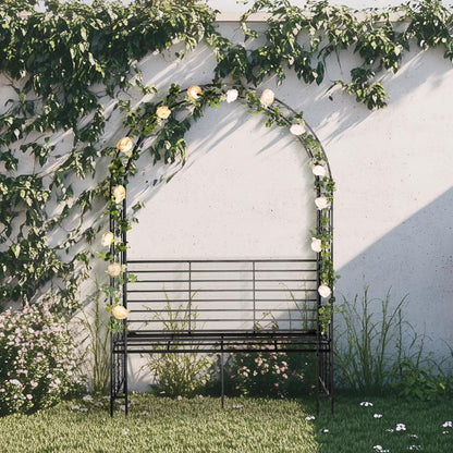 Rozenboog – Klimrek – Tuinarche – Klimplantboog – Pergola – Metalen Rozenboog Met Bank – Gepoedercoat Staal – Weerbestendig & Stevig
