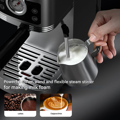 Espressomachine – Koffiezetter – Espressoapparaat – Cappuccinomachine – Melkopschuimer – 20-Bar Italiaanse Pomp – Roestvrij Stalen Behuizing 1,3L Reservoir