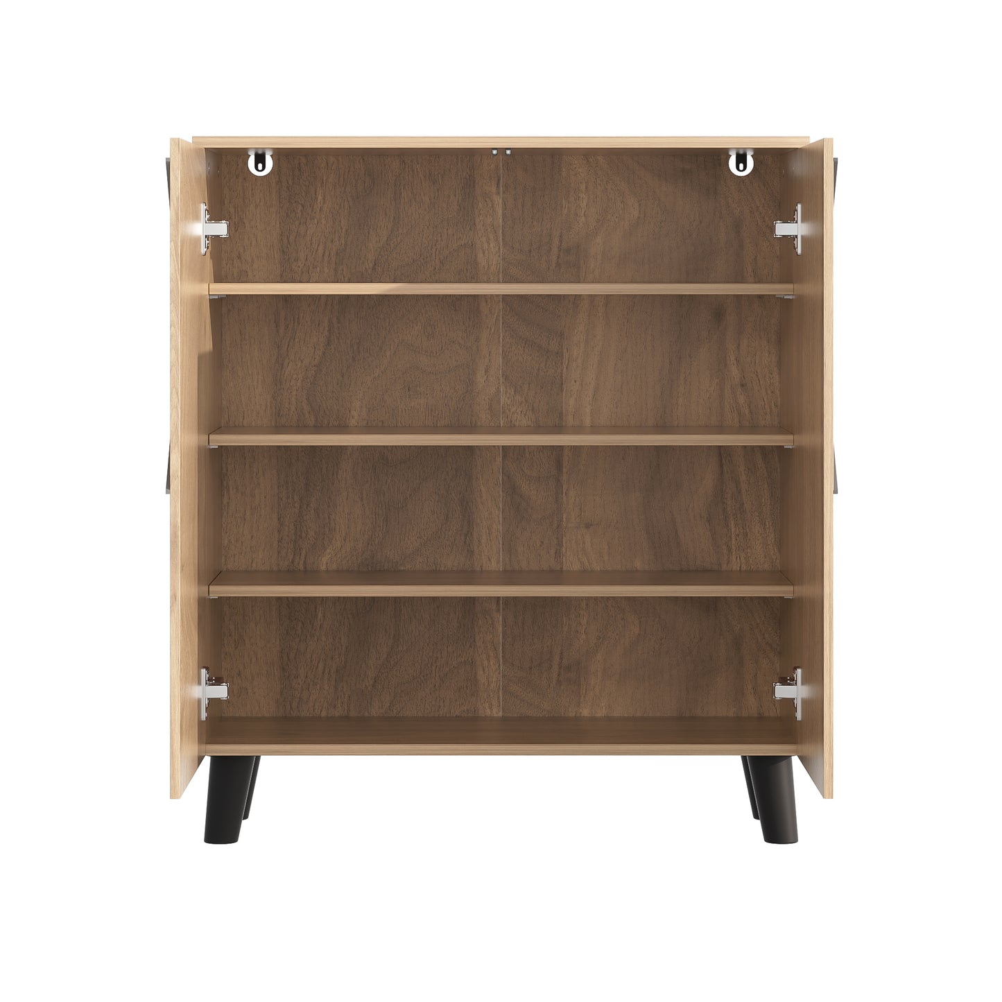 Schoenenkast – Schoenopbergkast – Schoenenrek – Schoenmeubel – Schoenenkast Hout – Modern Design – Decoratief Rattan Patroon – Compact 80x32x91 cm – Gesloten Deuren – Ruime Opbergruimte