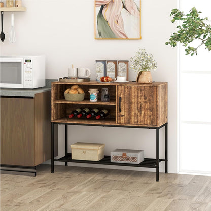 Dressoir – Sideboard – Opbergkast – Buffetkast – Ladekast – Met Wijnrek – Met Metalen Plank – 100x35x83 cm – MDF Houtlook