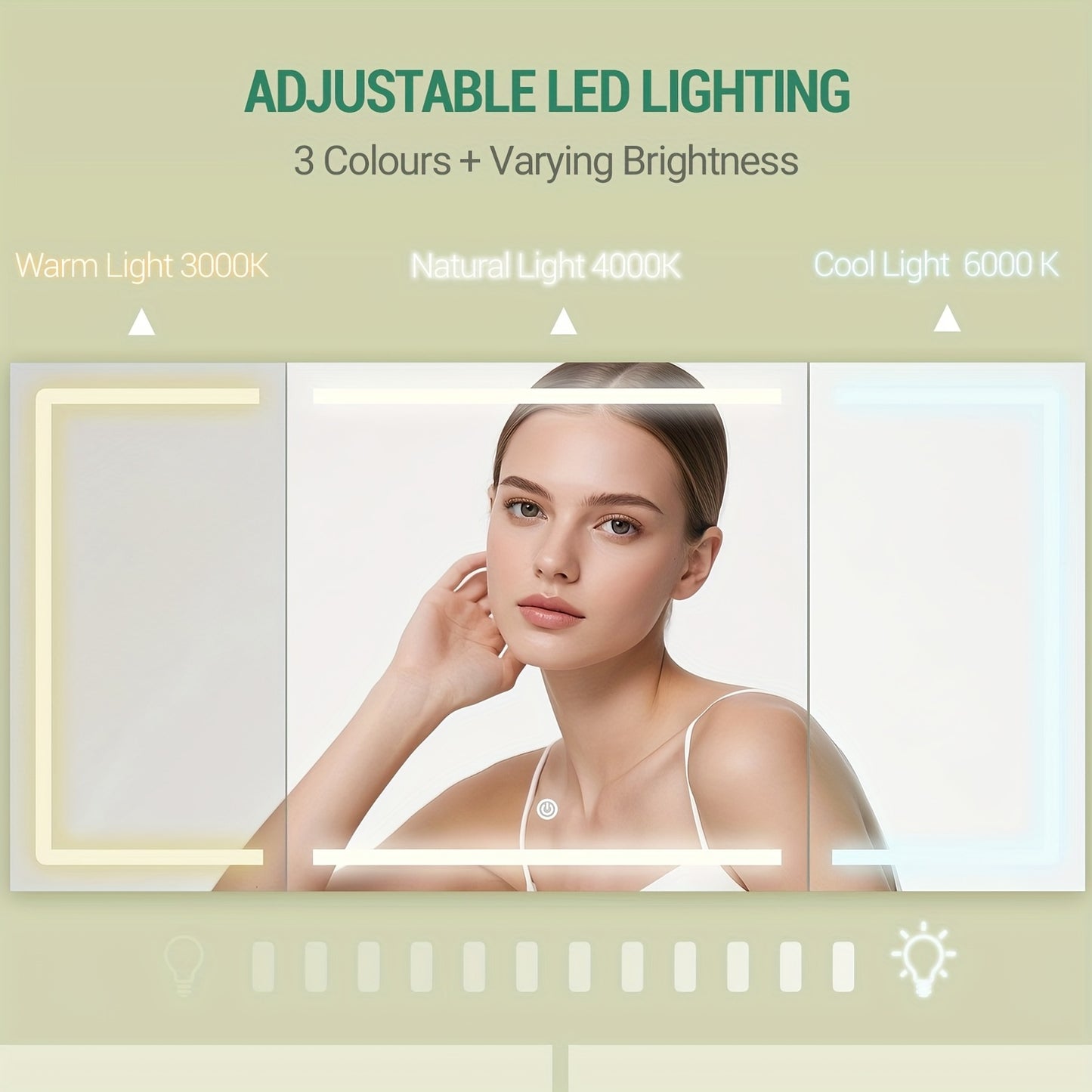 Make-uptafel – Kaptafel – Schminktisch – Make-up Bureau – Wit – LED Verlichting Met Driedelige Spiegel – 8 Laden & Opbergruimte