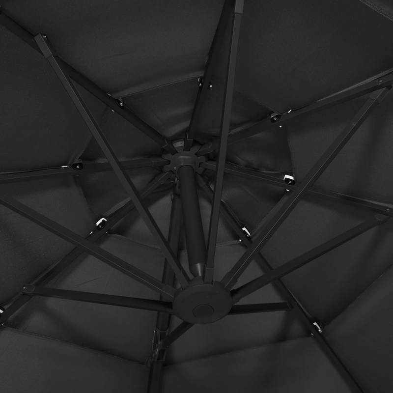 Solid Parasol with aluminum mast 4-layer black 3x3m, Poolside Umbrella, Traditional Style, Classic Parasol, Uvresistant Material, Sun Shelter, Outdoor Umbrella, Homeowners