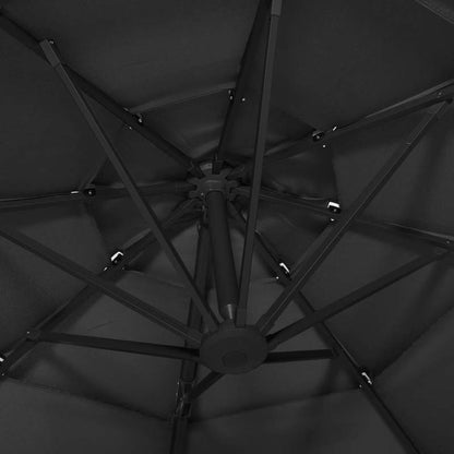 Solid Parasol with aluminum mast 4-layer black 3x3m, Poolside Umbrella, Traditional Style, Classic Parasol, Uvresistant Material, Sun Shelter, Outdoor Umbrella, Homeowners