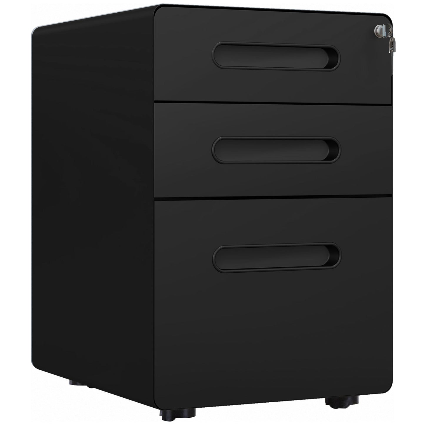 Ladeblok – Ladekast – Rolcontainer – Opbergkast – Archiefkast – Met Slot – Koudgewalst Staal – 39x48x59 cm – Zwart