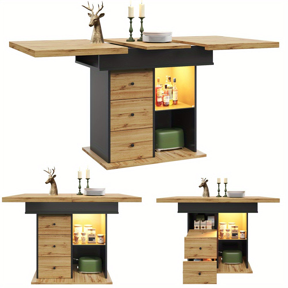 Uitschuifbare Eettafel – Tafel – Eetkamertafel – Uitklapbare Tafel – Vouwbare Tafel – Zwart – Verstelbaar 110-140x80 cm – Ruimtebesparend Ontwerp