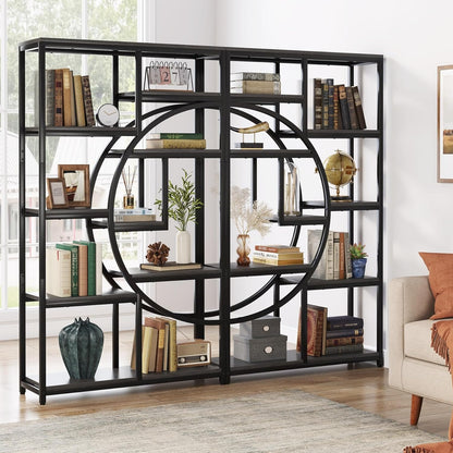 Boekenkast – Boekplank – Boekenrek – Vakkenkast – Opbergkast – Industrieel Design – 5 Laags – Vrijstaand – MDF Hout – Grijs – Ruimtebesparend – Eenvoudige Montage