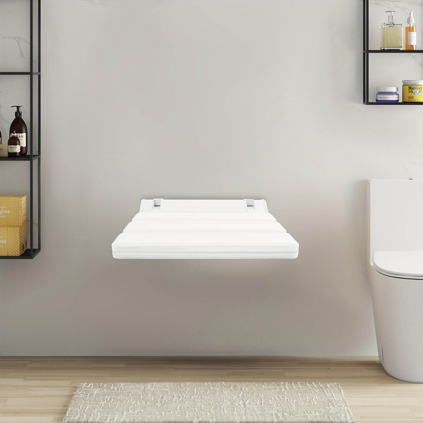 Opklapbare Douchezit – Douchekruk – Douchestoel – Badstoel – Wandzitje – Ruimtebesparend Design – Max Draagvermogen 130 kg – Wit