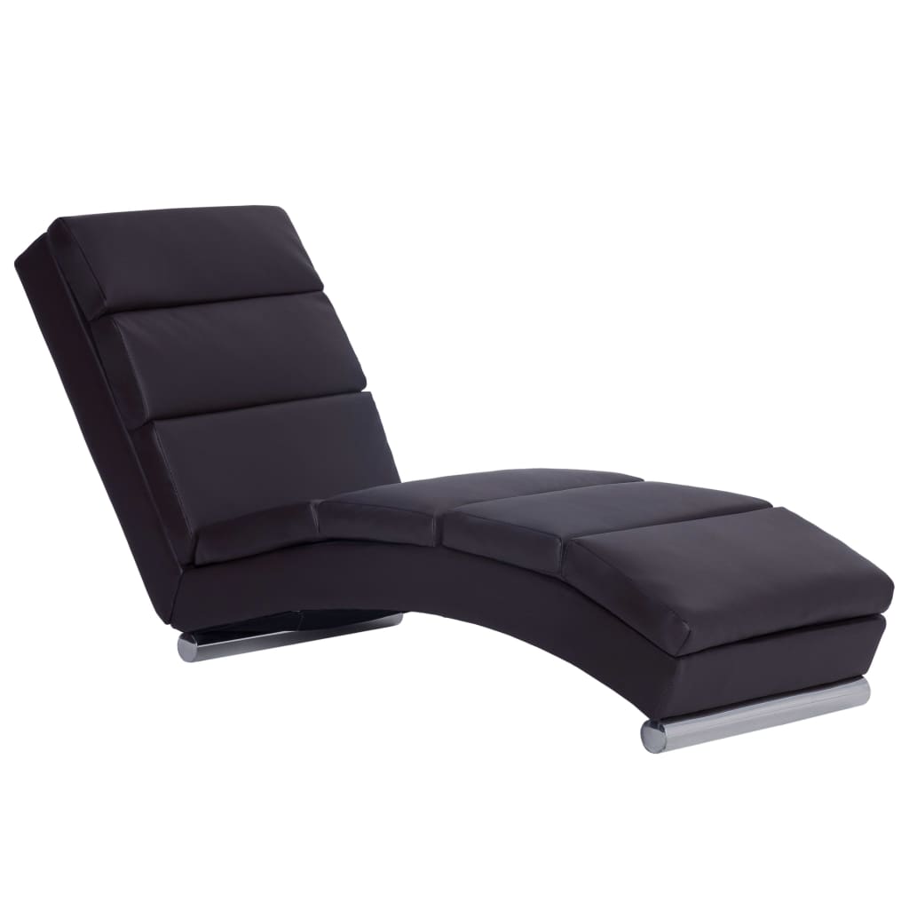 Ligstoel – Chaise Longue – Tuinstoel – Relaxstoel – Loungestoel – Ergonomisch Design – Kunstleren Bekleding Bruin
