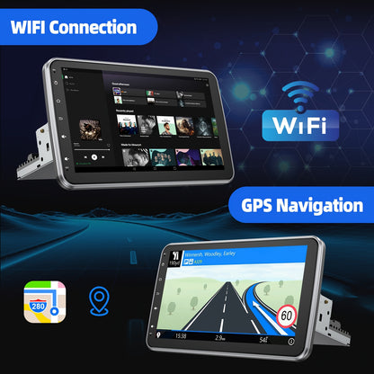 Autostereo – Car Radio – Multimedia Speler – Navigatiesysteem – Single DIN Stereo – 10,1 Inch Draaibaar Scherm – Android 14.0 – Wireless Carplay & Android Auto