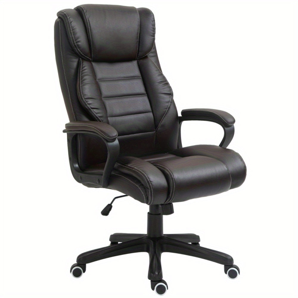 Bureaustoel – Ergonomische Stoel – Office Chair – Gamerstoel – Bureaukruk – Verstelbare Hoogte – Lendensteun & Hoofdsteun – Stevig Metaal Frame – Vijfwielige Draaivoet – Gevoerde Armleuningen – Zwart
