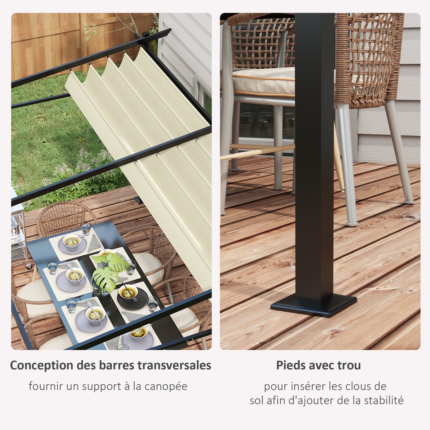 Pergola – Tuinoverkapping – Zonnescherm – Buitenluifel – Buitenkamer – Uitschuifbaar Dak – Metaal Epoxy Frame – 4x3 Meter Beige