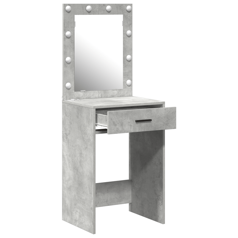 Kaptafel – Make-uptafel – Schminktisch – Toilettafel – Dressing Table – Lichtgrijs Houten Design – Ingebouwde Spiegel en Lade – Compact 50x41x135 cm – Europees Minimalistisch