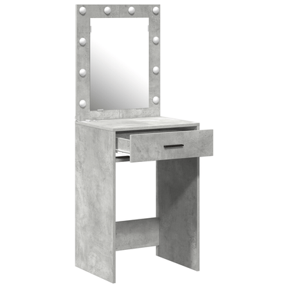 Kaptafel – Make-uptafel – Schminktisch – Toilettafel – Dressing Table – Lichtgrijs Houten Design – Ingebouwde Spiegel en Lade – Compact 50x41x135 cm – Europees Minimalistisch