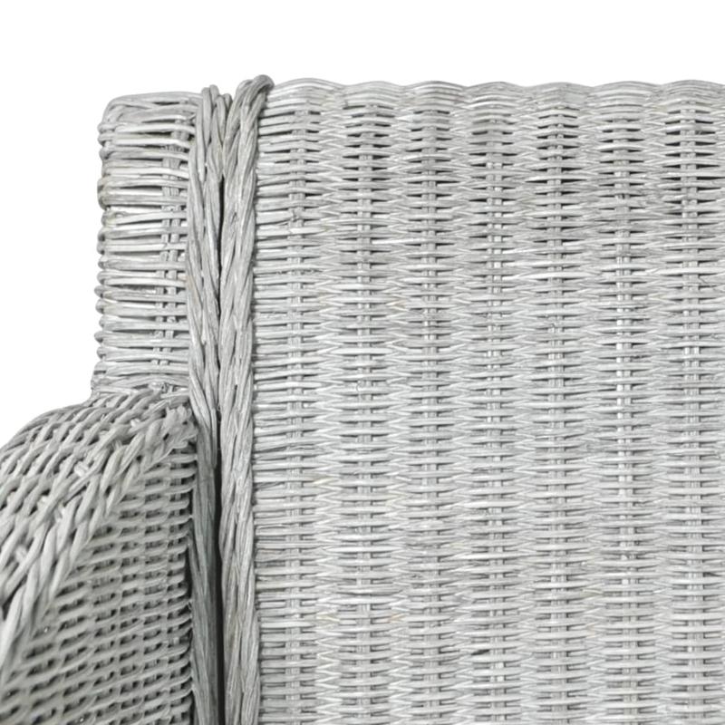 2pcs Modern Gray Rattan Dining Chairs with Cushioned Seats - Sturdy Hardwood Frame & Wipeable Fabric, Solid Back Support - Indoor/Outdoor Use for Kitchen, Patio, Dining Room - Easy-Clean Contemporary Design (No Batteries/Elec