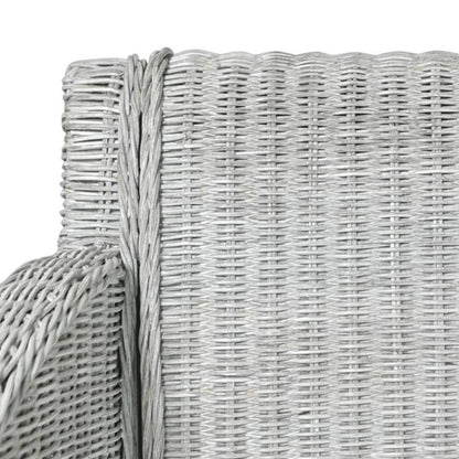 2pcs Modern Gray Rattan Dining Chairs with Cushioned Seats - Sturdy Hardwood Frame & Wipeable Fabric, Solid Back Support - Indoor/Outdoor Use for Kitchen, Patio, Dining Room - Easy-Clean Contemporary Design (No Batteries/Elec