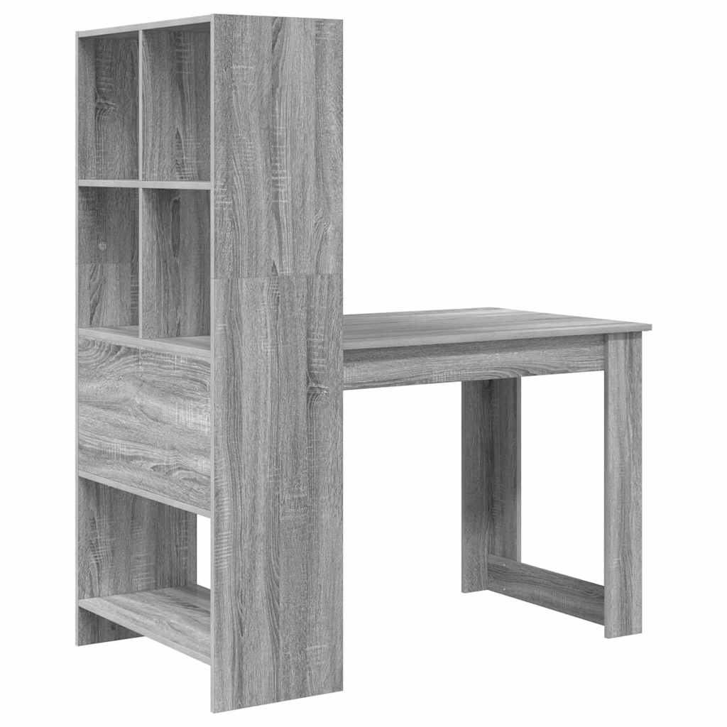 Bureau – Werkplek, Bureautafel, Studiemöbel, Computerbureau – Concrete Grijs – Krasbestendig Hout – Met Opbergruimte