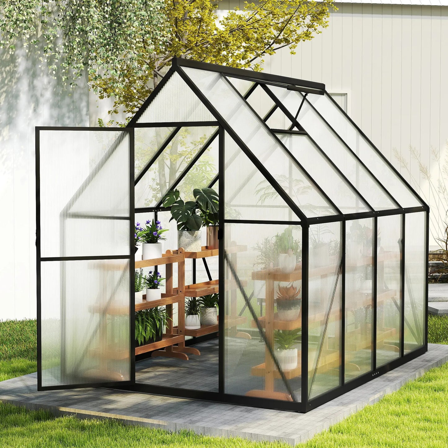 Kasje – Kasje – Tuinhuisje – Broeikas – Kweekkas – Ruim 182,88x243,84 cm – Stevig Frame met Solide Basis