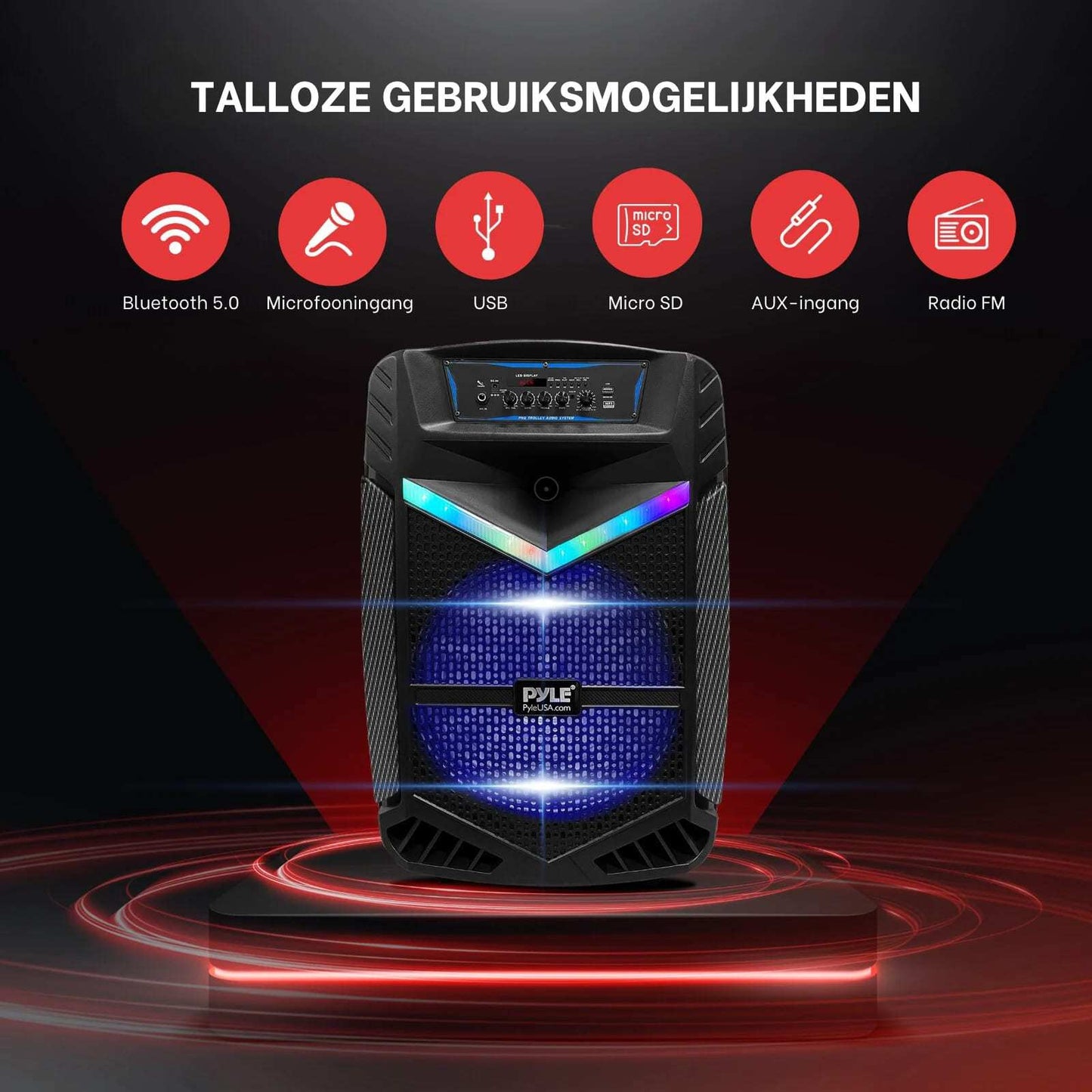 Bluetooth Speaker – Draagbare Speaker – Party Speaker – Bluetooth Box – Feest Speaker – 1200 Watt Piekvermogen – Ingebouwde Disco Verlichting