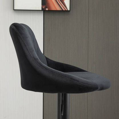 Barstoel – Barkruk – Keukenstoel – Barstoel Met Rugleuning – Barkruk Set Van 2 – Verstelbaar – 360° Draaibaar – Velvet Bekleding – Met Voetsteun – Met Stalen Frame