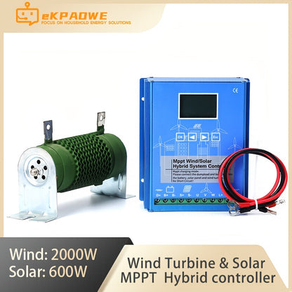 2000W Hybrid Wind Solar Charge Controller 12V 24V 48V Auto MPPT Wind Generator System For Lifepo4 Lithium Lead Acid Battery