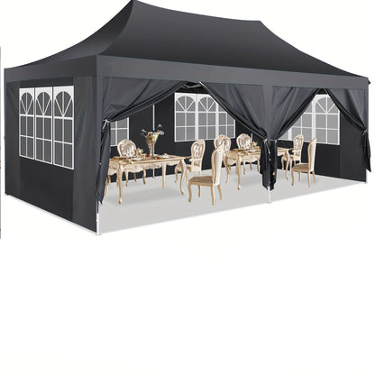 Partytent – Paviljoen – Feesttent – Tuintent – Schaduwtent – Pop-up – 3,05x6,1 m – Verstelbare Hoogte – 6 Verwijderbare Zijwanden