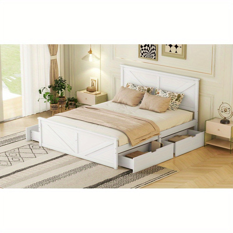 = WX000406AAA1 160X200 Simple Wooden Spray Bed with Four Drawers White