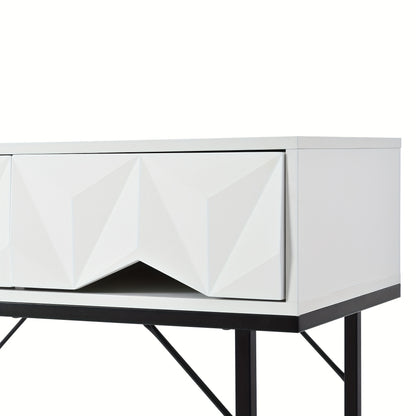 Moderne Sidetable – Haltafel – Wandtafel – Opbergtafel – Console Tafel – Geometrisch 3D Ladesysteem – Wit Met Zwarte Poten