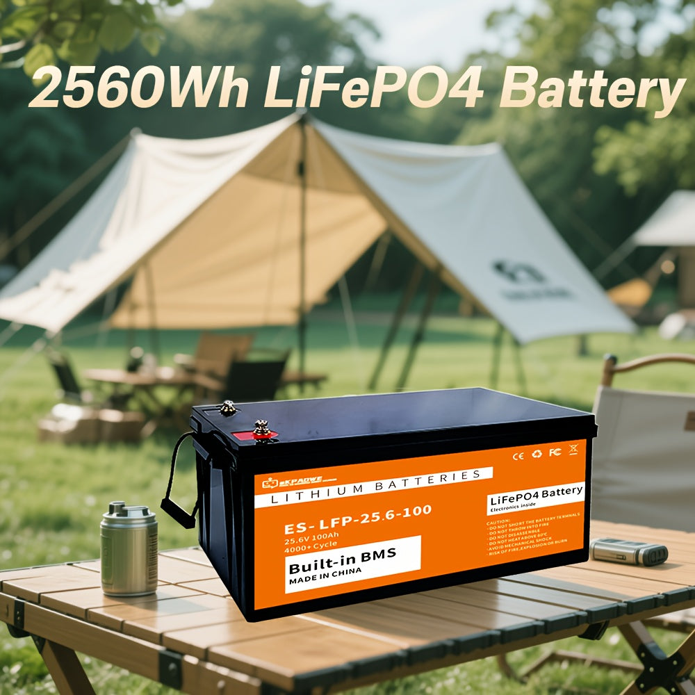 Li-ion Accu – Lithium batterij – Oplaadbare accu – LiFePO4 batterij – 24V 100Ah batterij – Hoge capaciteit 2560Wh – Ingebouwde veiligheids BMS