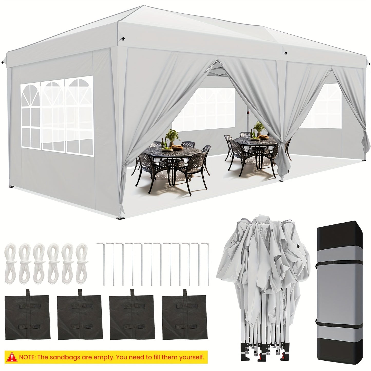 Pop-up Canopy Tent – Partytent – Vouwtent – Zonnescherm – Buitenluifel – 3×6 Meter – Eenvoudig Op Te Zetten – Stevig Aluminium Frame – Blauw