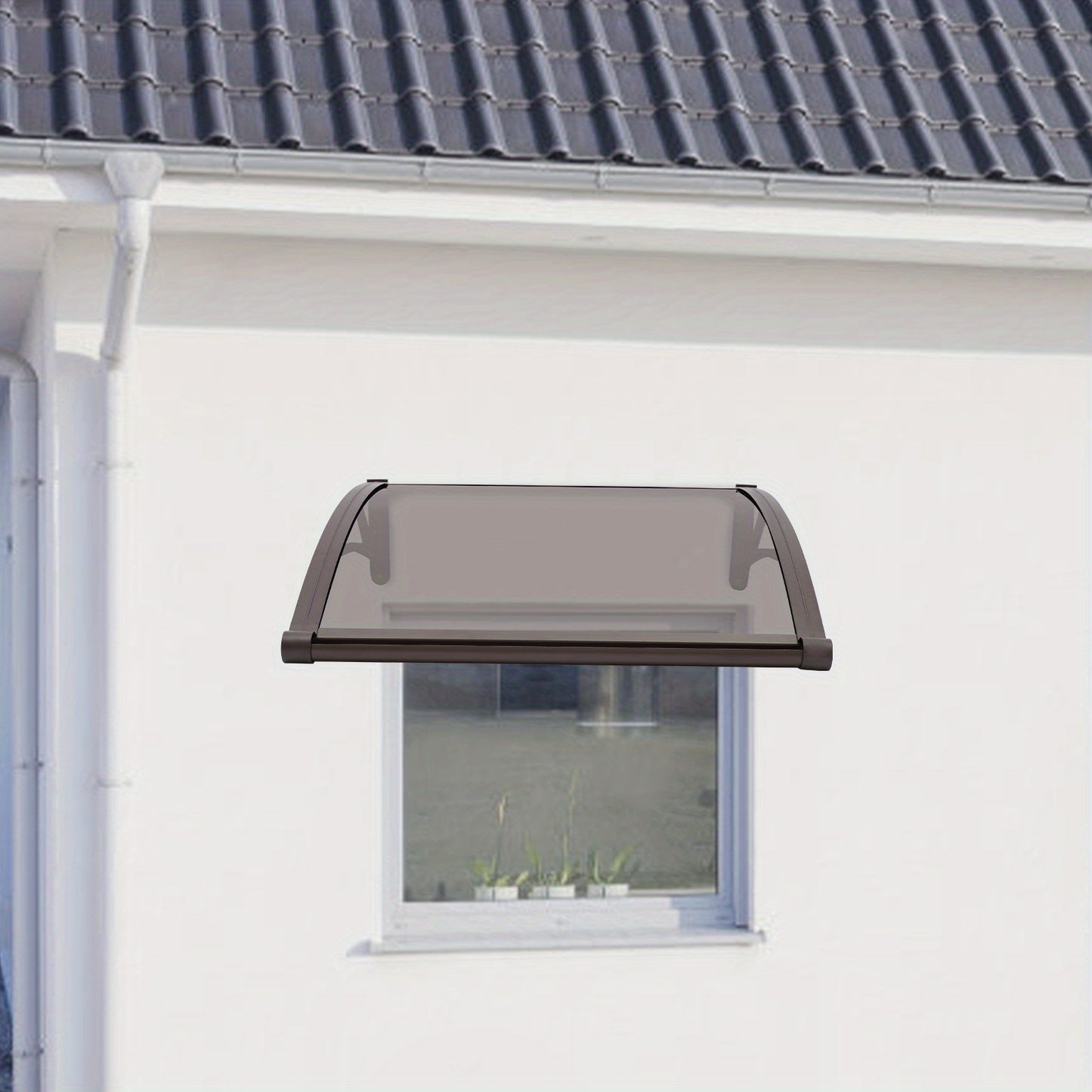 Large 80x80cm Heavy-Duty Aluminum Alloy & PC Window Door Awning with Frame & Panels - 49.9 KG Capacity, All-Weather Retractable Patio Awning for Balcony, Cafe, Shop - Easy Installation, Modern Design, Durable Outdoor Canopy (