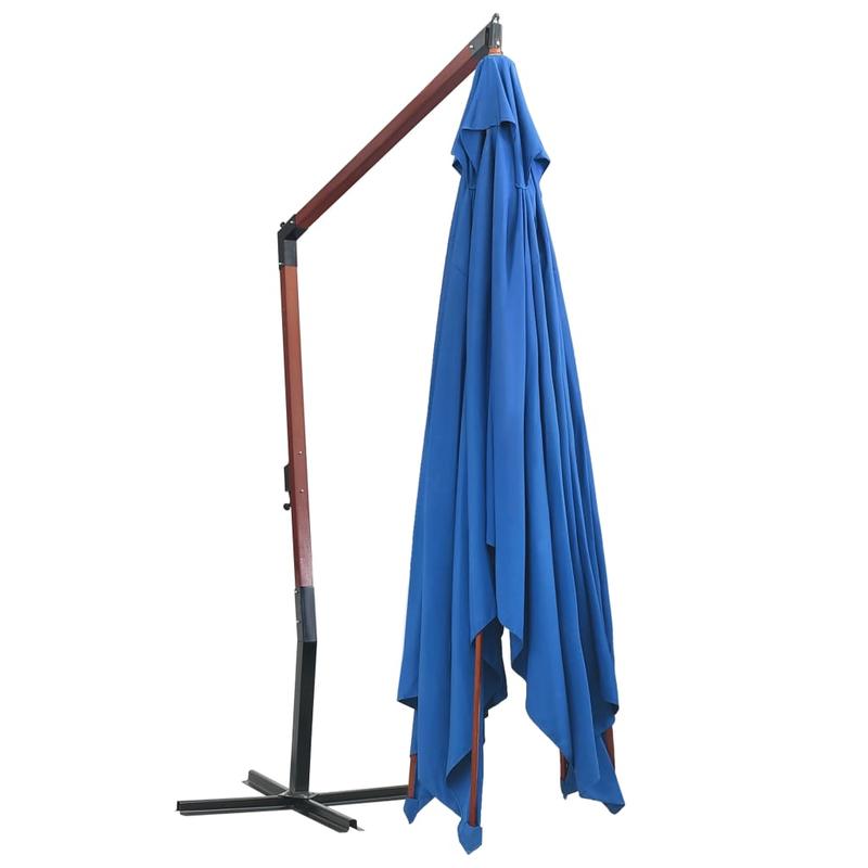 Cantilever Parasol – Zweefparasol – Hangparasol – Tuinparasol – Terrasparasol – Blauw – Houten Mast – Aluminium Composiet Frame – 400x300 cm – Water- en UV-bestendig Acryl Doek