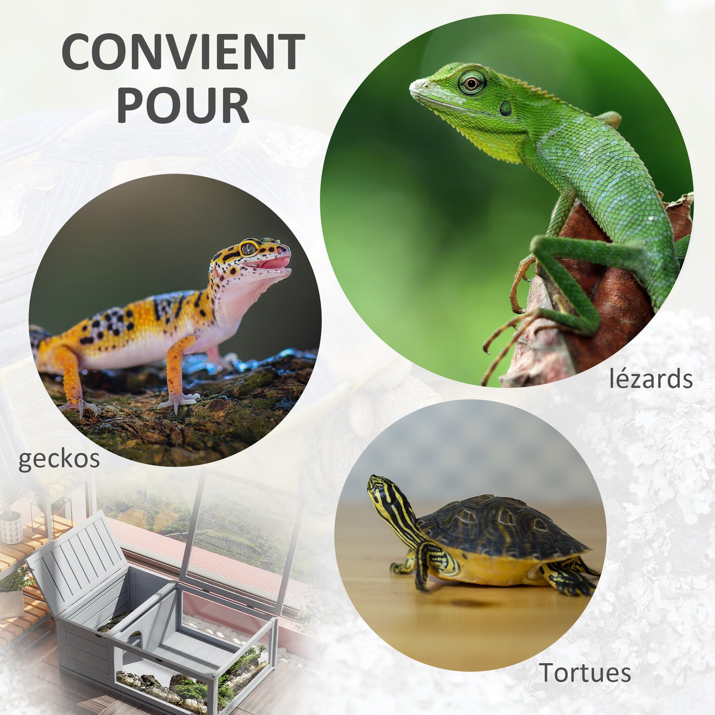 Huisjes Voor Schildpadden – Buitenren – Terrarium – Kooien – Klimhok – Hout Met Gaas – 2 Ruimtes – 91x60,5x32 Cm – Veilig & Ventilerend – Grijs