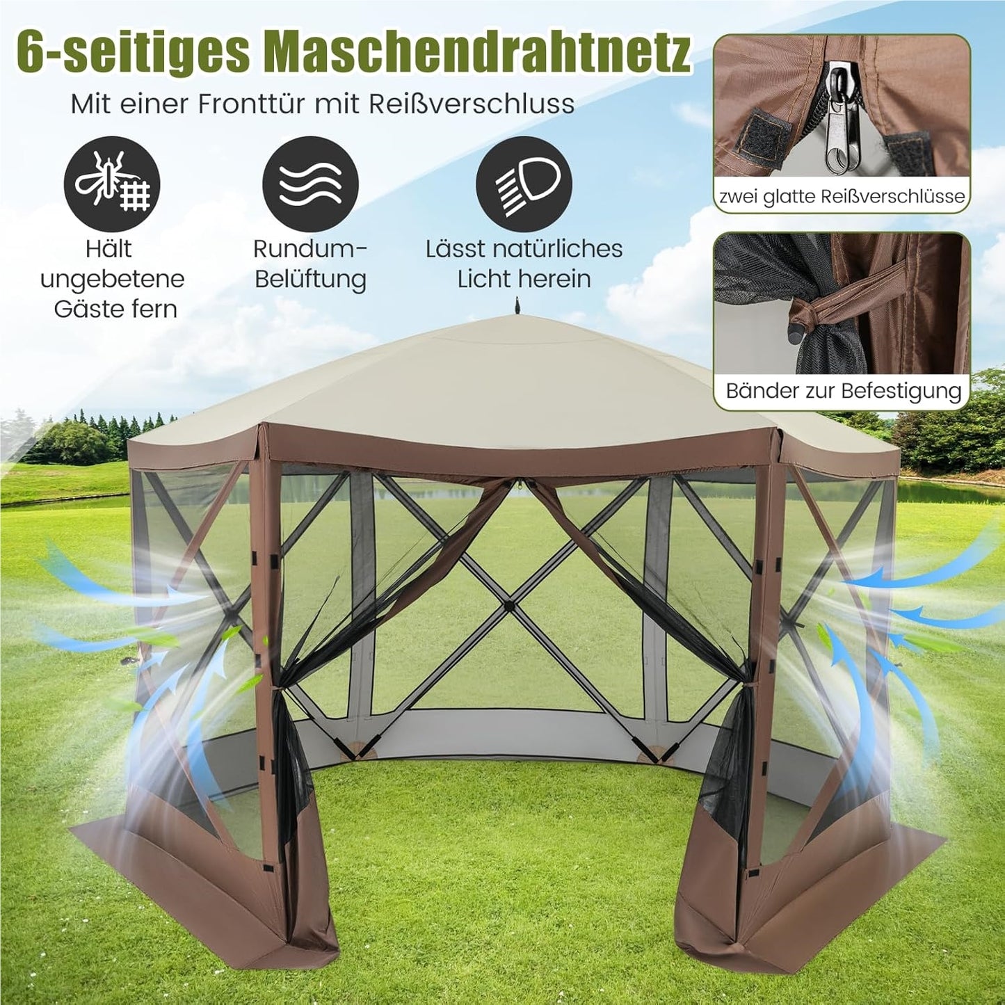 Partytent – Pop-up Tent – Paviljoen – Vouwtent – Feesttent – 3,5x3,5 m – Waterdicht Oxford Doek – Met Ademend Gaas en Zijwanden