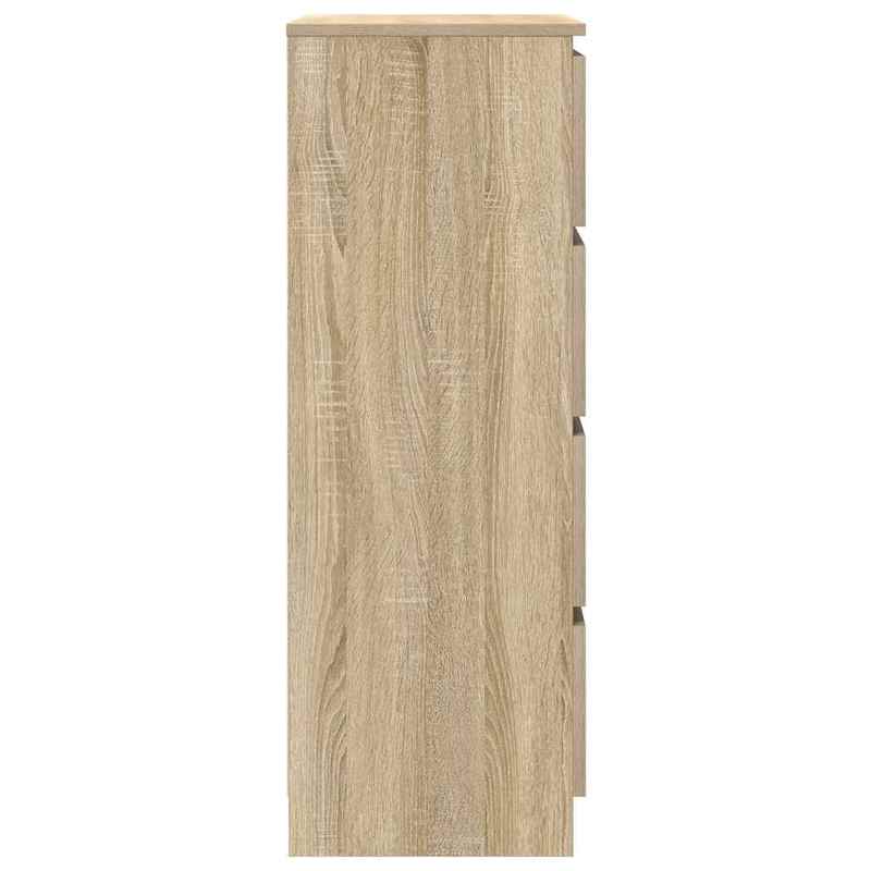 Kast – Opbergkast – Sideboard – Dressoir – Ladekast – Sonoma Oak – 4 Laden & Afsluitbare Deuren – MDF Hout 60x35x98,5 cm – Stevig & Eenvoudig Te Monteren