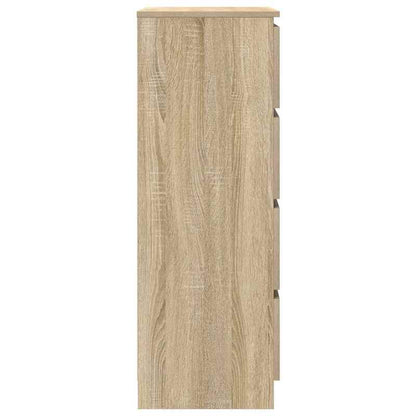 Kast – Opbergkast – Sideboard – Dressoir – Ladekast – Sonoma Oak – 4 Laden & Afsluitbare Deuren – MDF Hout 60x35x98,5 cm – Stevig & Eenvoudig Te Monteren
