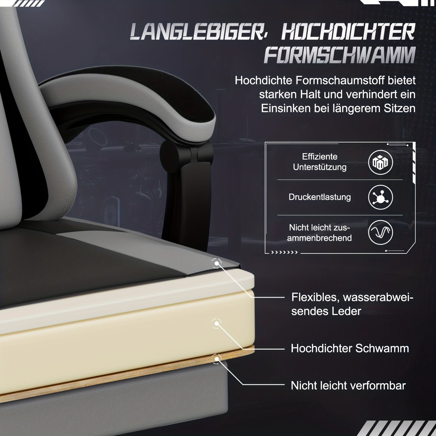 Gaming Stoel – Gamestoel – Gaming Chair – Game Stoel – Bureaustoel – Ergonomisch Ontwerp – Verstelbare Voetsteun & Lendenkussen