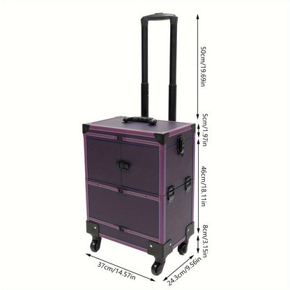Make-upkoffer – Make-up Train Case – Cosmetica Koffer – Beautycase – Trolley – Stevig Materiaal – Ingebouwde Spiegel