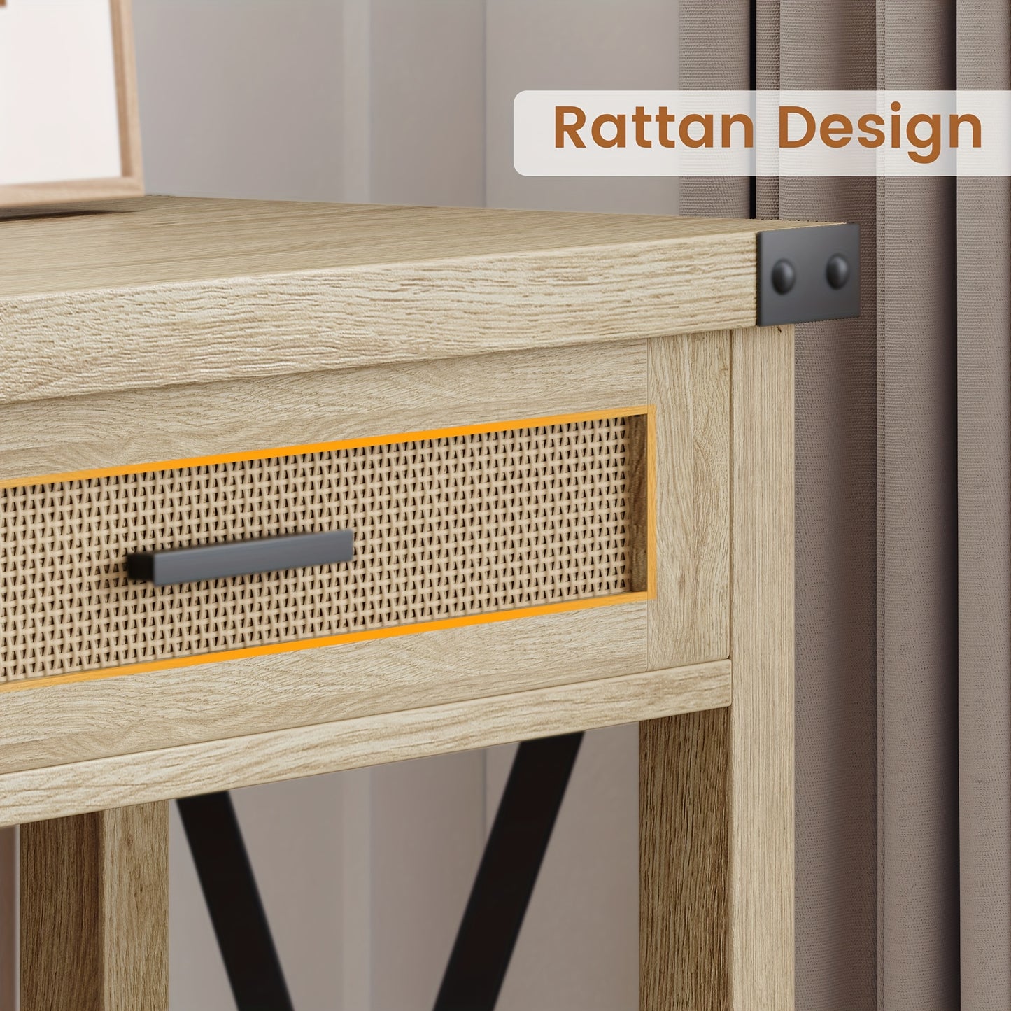 Sidetable – Consoletafel – Haltafel – Wandtafel – Bijzettafel – Smal ontwerp 118x78x37 cm – Hardhout en rattan